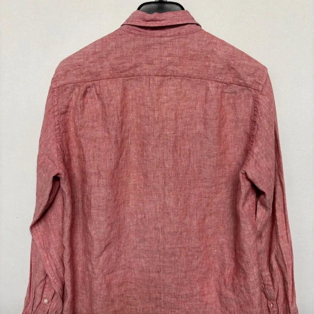 J. Crew Men Baird McNutt Irish Linen Button Down Shirt Size Medium Slim C131 -26